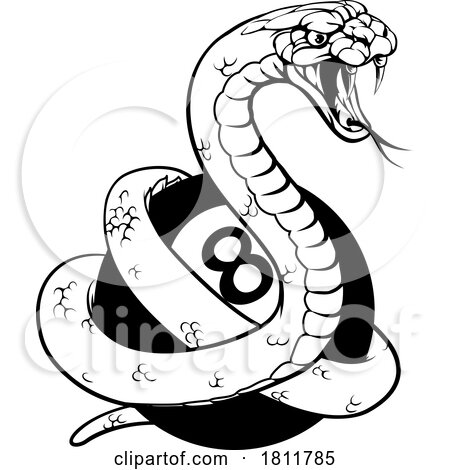 Snake Pool 8 Ball Billiards Mascot Cartoon by AtStockIllustration