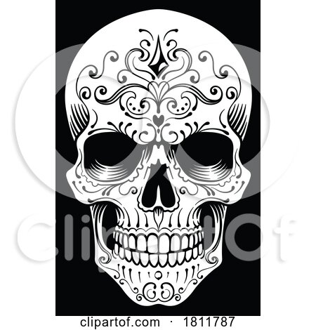 Skull Abstract Pattern Tattoo Design by AtStockIllustration