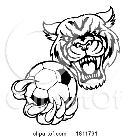 Tiger Cat Animal Sports Soccer Football Mascot by AtStockIllustration