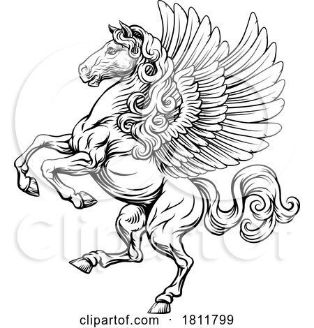Pegasus Horse Crest Rampant Heraldic Coat of Arms by AtStockIllustration