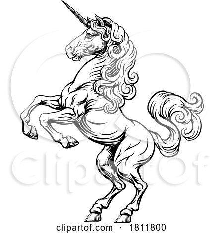 Unicorn Horse Crest Rampant Heraldic Coat of Arms by AtStockIllustration