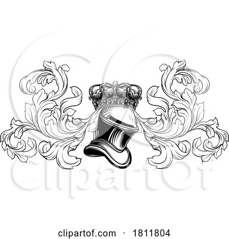 Knight Helmet Crown Filigree Coat of Arms Crest by AtStockIllustration