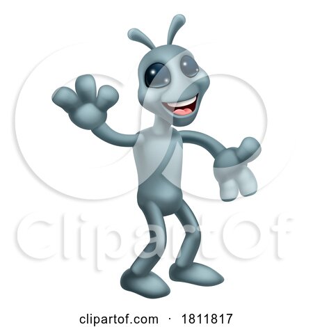 Alien Grey Gray Fun Cartoon Character by AtStockIllustration