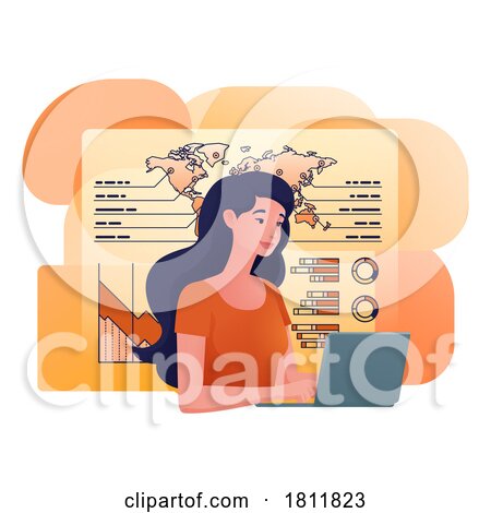 Woman Working Laptop Business Report Illustration by AtStockIllustration
