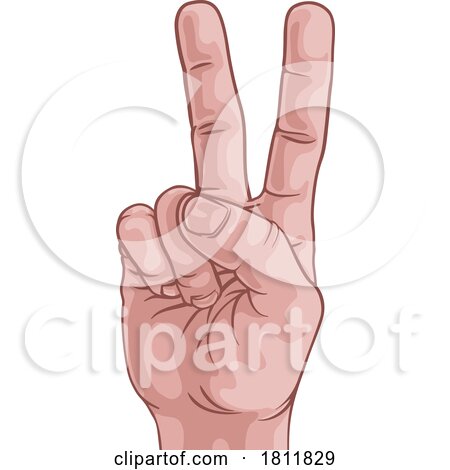 Hand in a Peace or V for Victory Sign by AtStockIllustration