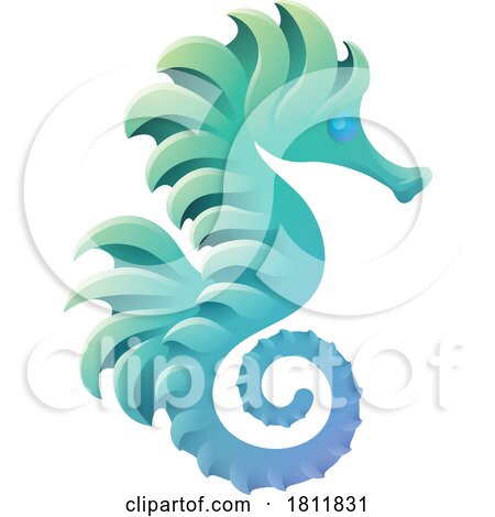 Seahorse Fish Sea Horse Animal Design Icon Mascot by AtStockIllustration