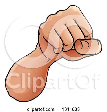 Fist Punching Front Hand Knuckles Cartoon by AtStockIllustration