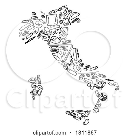 Pasta or Italian Macaroni Vector Italy Map by Domenico Condello