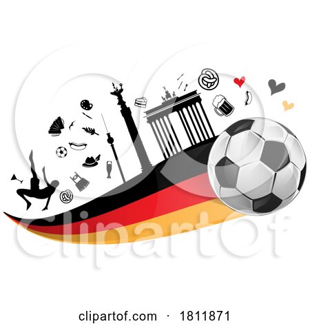 Germany Flag with Soccer Ball and Symbols by Domenico Condello