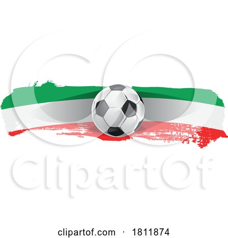 Paint Brush Stroke Italian Flag with a Soccer Ball by Domenico Condello
