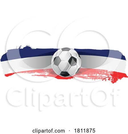 Paint Brush Stroke French Flag with a Soccer Ball by Domenico Condello