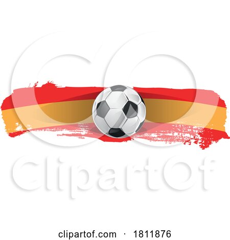 Paint Brush Stroke Spanish Flag with a Soccer Ball by Domenico Condello
