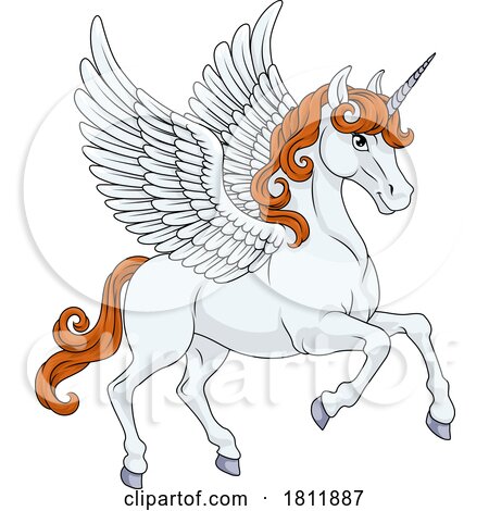 Unicorn Pegasus Wings Horn Horse Animal Cartoon by AtStockIllustration