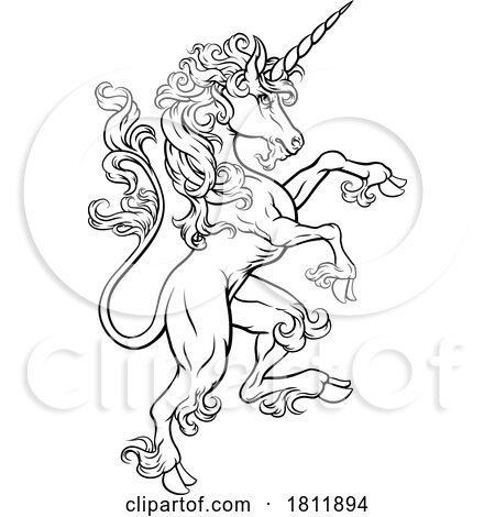 Unicorn Horse Crest Rampant Heraldic Coat of Arms by AtStockIllustration