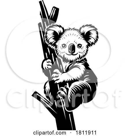 Koala Bear Animal Woodcut Vintage Icon Mascot by AtStockIllustration