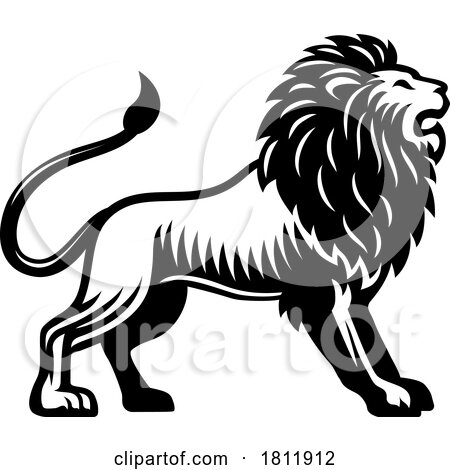 Lion Animal Woodcut Vintage Style Icon Mascot by AtStockIllustration