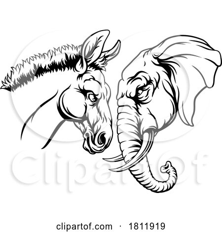Republican Democrat Elephant Donkey Election by AtStockIllustration