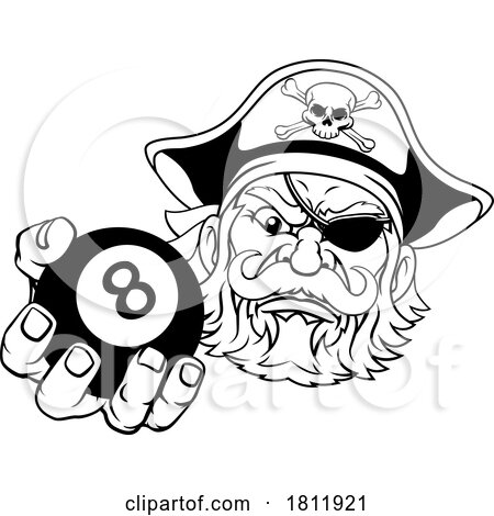 Pirate Angry Pool 8 Ball Billiards Mascot Cartoon by AtStockIllustration