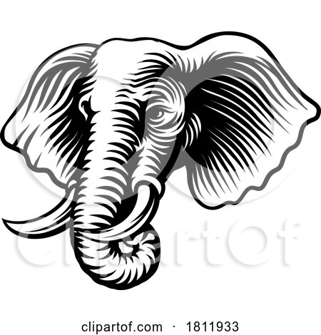 Elephant Animal Woodcut Vintage Style Icon Mascot by AtStockIllustration