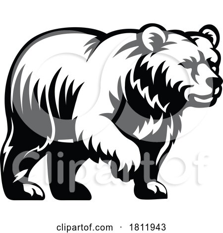 Bear Animal Woodcut Vintage Grizzly Icon Mascot by AtStockIllustration