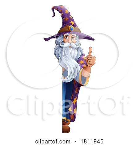 Wizard Merlin Cartoon Beard Magician Man Character by AtStockIllustration