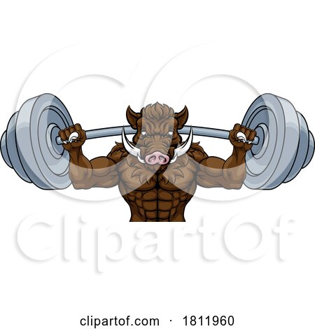Boar Razorback Hog Weight Lifting Gym Mascot by AtStockIllustration