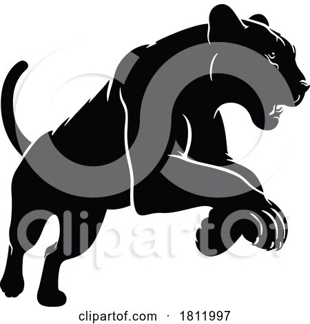 Black and White Running or Leaping Panther by dero