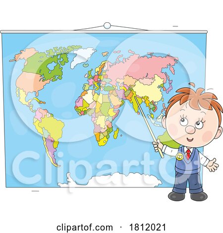 Cartoon School Boy with a Map by Alex Bannykh