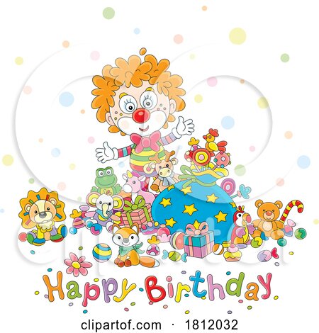 Cartoon Cute Clown with a Happy Birthday Greeting by Alex Bannykh