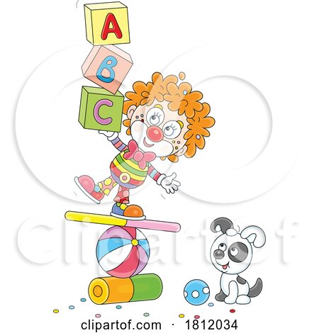 Cartoon Cute Clown Balancing by Alex Bannykh