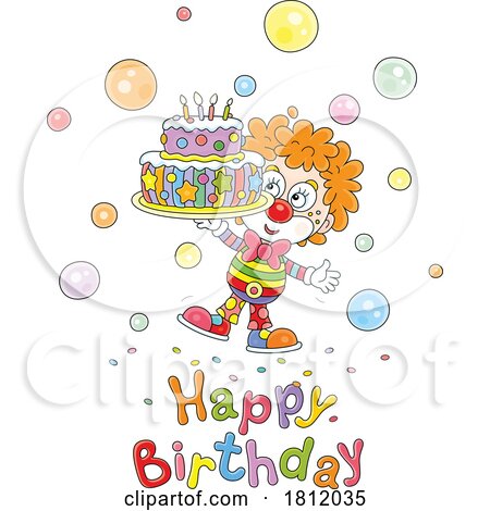 Cartoon Cute Clown with a Happy Birthday Greeting by Alex Bannykh