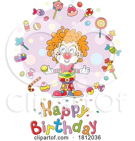 Cartoon Clown with Happy Birthday Greeting by Alex Bannykh