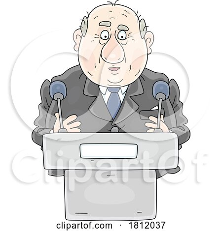 Cartoon Government Offical Politician Giving a Speech by Alex Bannykh