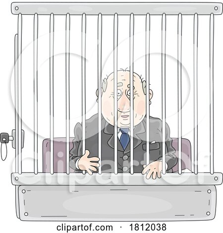 Cartoon Fat Government Offical Politician Behind Bars by Alex Bannykh