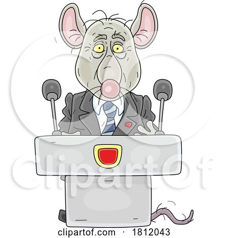 Cartoon Government Offical Political Rat Giving a Speech by Alex Bannykh