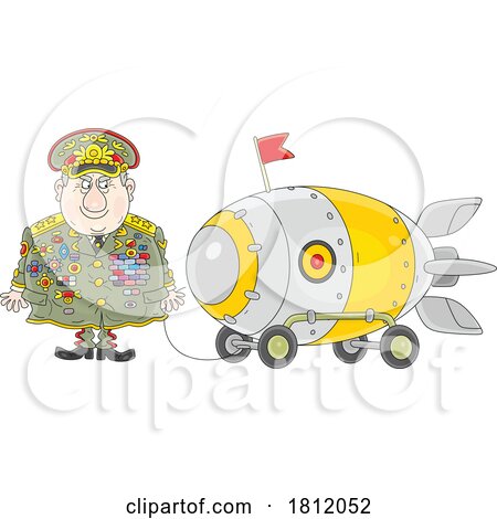 Cartoon Corrupt Army General with a Bomb by Alex Bannykh