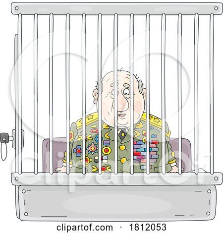 Cartoon Corrupt Army General Behind Bars by Alex Bannykh