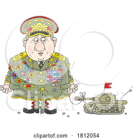 Cartoon Corrupt Army General with a Tank by Alex Bannykh