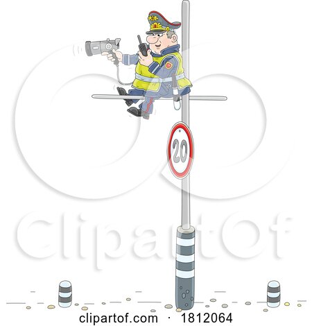 Cartoon Traffic Control Officer Using a Speed Gun by Alex Bannykh