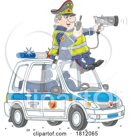 Cartoon Traffic Control Officer Using a Speed Gun by Alex Bannykh