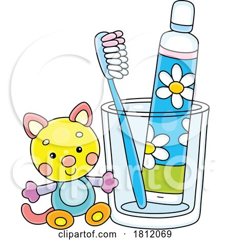 Cartoon Toy by a Tooth Brush and Paste in a Cup by Alex Bannykh