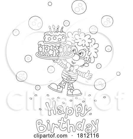 Cartoon Cute Clown with a Happy Birthday Greeting by Alex Bannykh