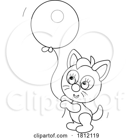 Cartoon Kitty Cat with a Balloon by Alex Bannykh