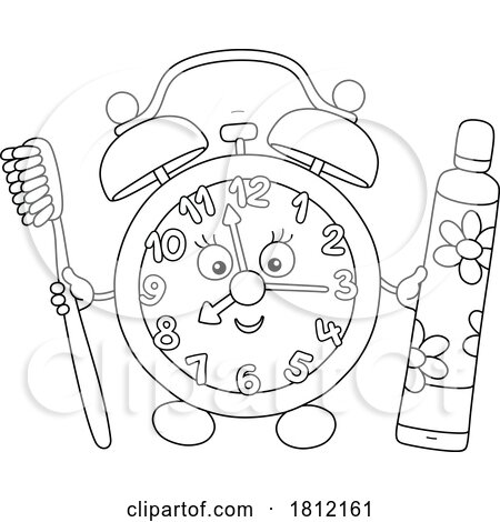 Cartoon Clock Mascot Holding a Tooth Brush and Paste by Alex Bannykh