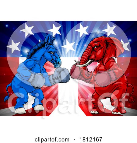 Republican Democrat Elephant Donkey Party Politics by AtStockIllustration