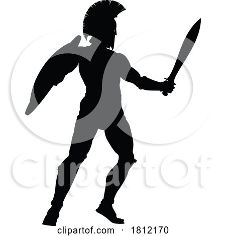 Spartan Silhouette Gladiator Trojan Greek Warrior by AtStockIllustration