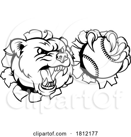 Bear Softball Baseball Claw Grizzly Animal Mascot by AtStockIllustration