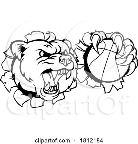 Bear Basketball Ball Claw Grizzly Animal Mascot by AtStockIllustration