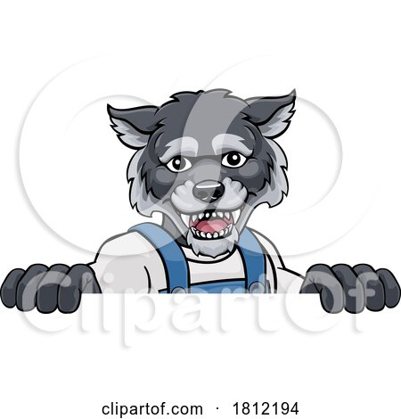 Wolf Mascot Decorator Gardener Handyman Worker by AtStockIllustration