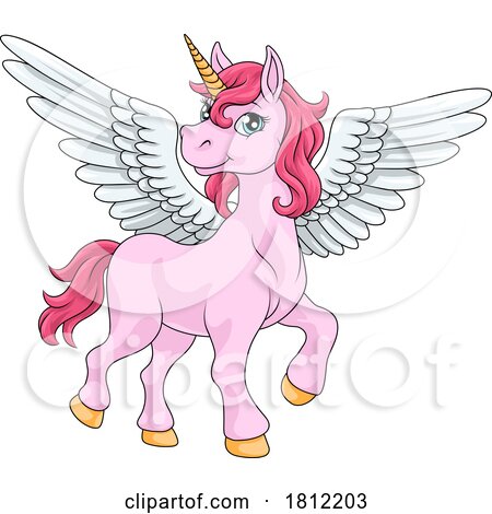 Unicorn Pegasus Wings Horn Horse Animal Cartoon by AtStockIllustration